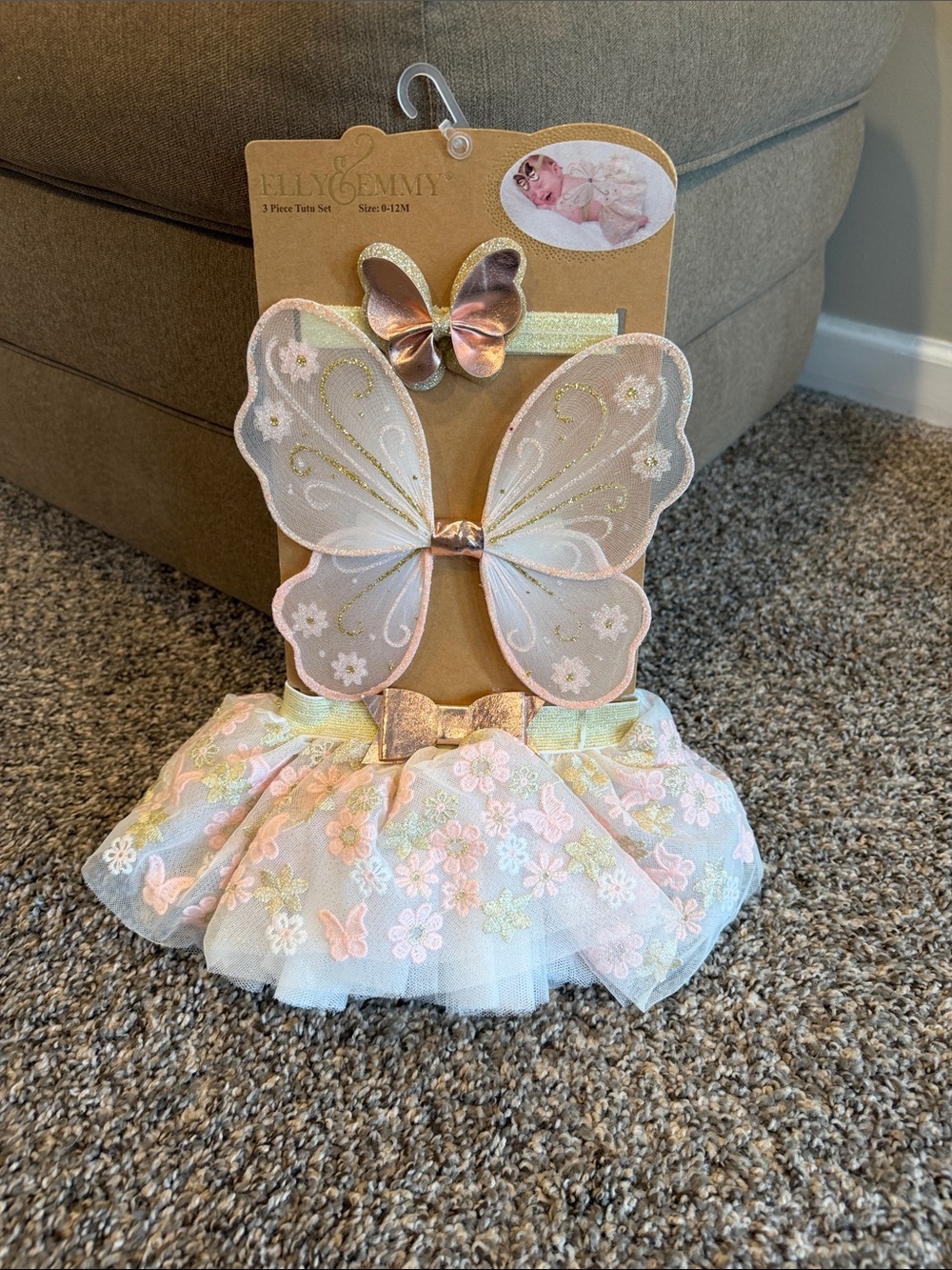 Elly & Emmy Pink Butterfly Tutu Set with Wings and Headband